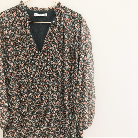 Mango floral print accordion pleat dress - 2 - Picture 5 of 6